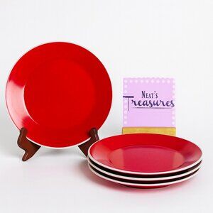 Room Essentials ANGLED RIM ORANE FLAME Stoneware Lunch Salad Plates Set of 4